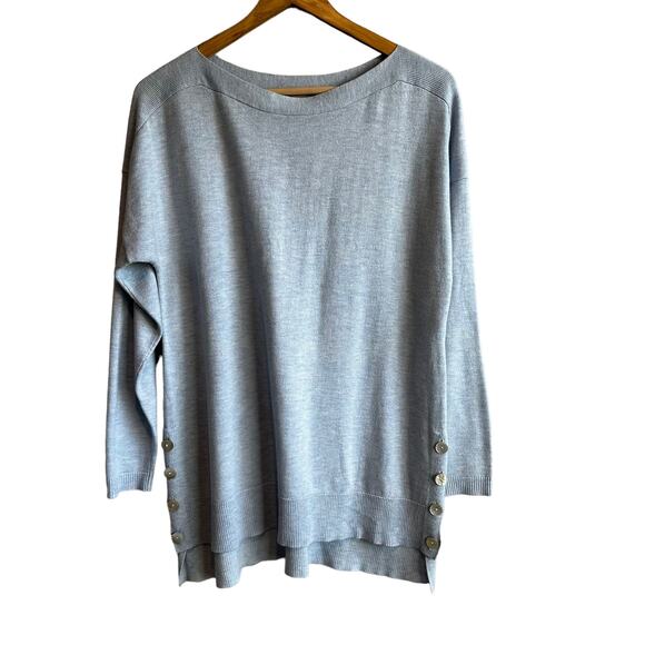 Chico's Lightweight Sweater with button detail Blue M or Size 1 - Picture 1 of 8